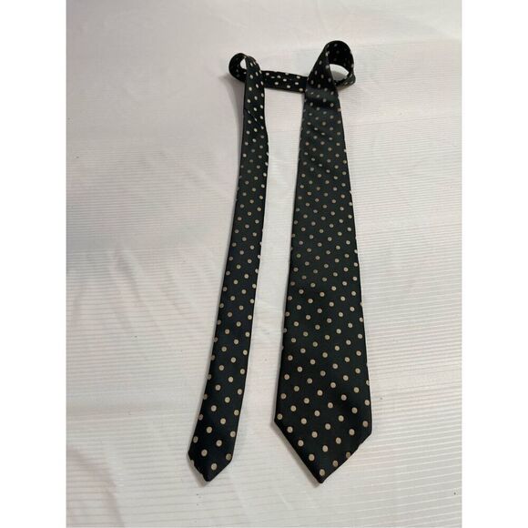 Mort Wallin Black Tan Polka Dot Tie Neck Tie - Picture 4 of 6